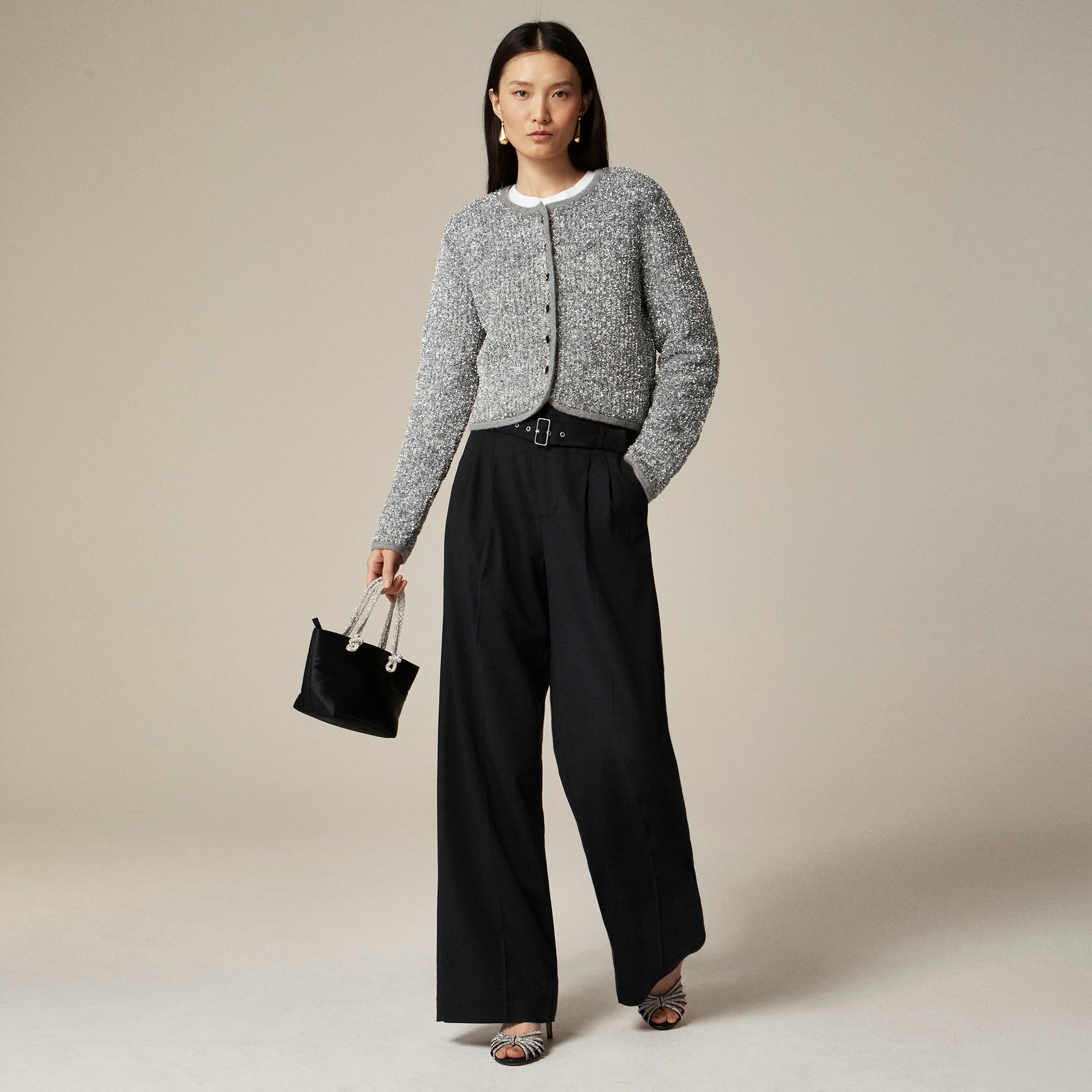 Sweater lady jacket in silver tinsel yarn - 2