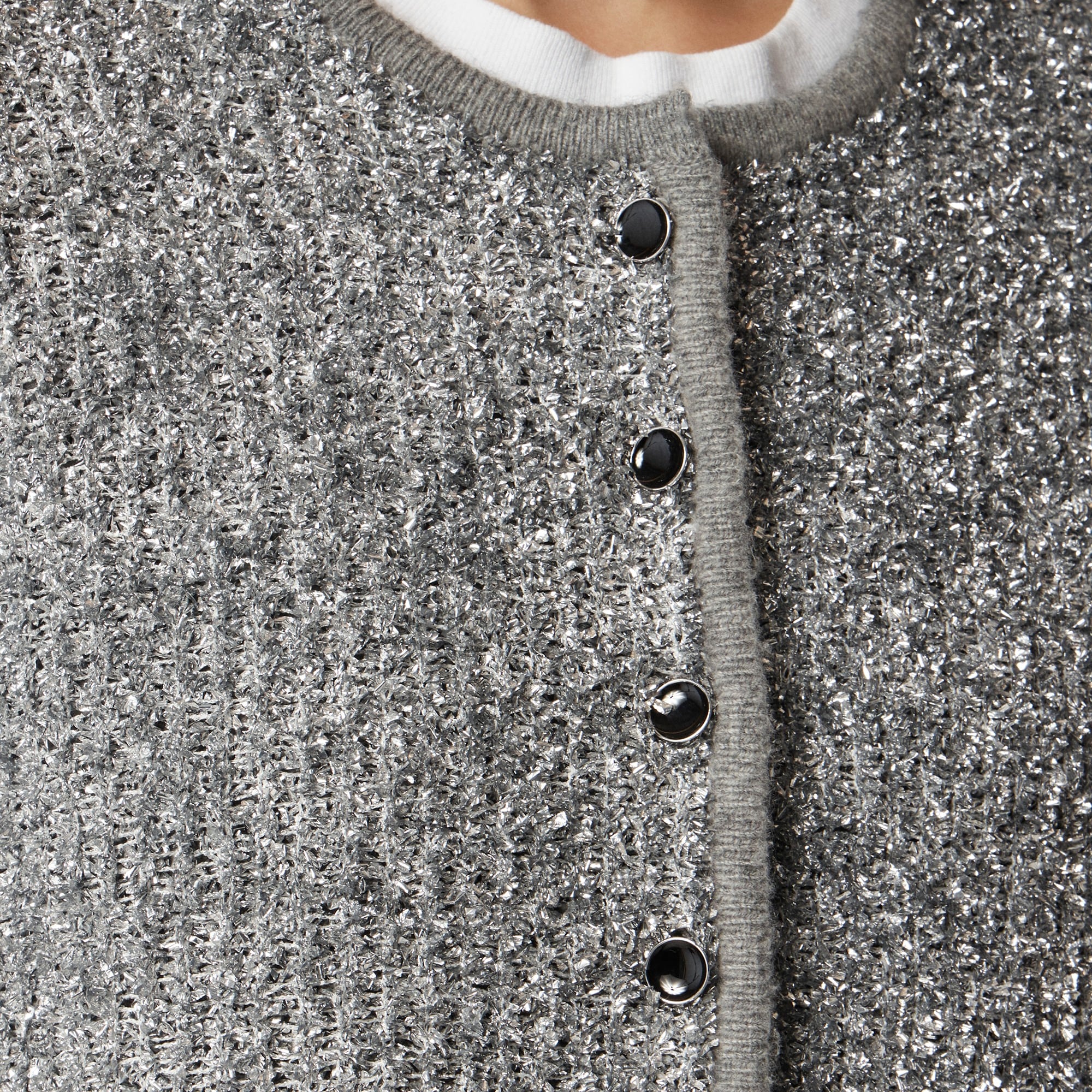 Sweater lady jacket in silver tinsel yarn - 3